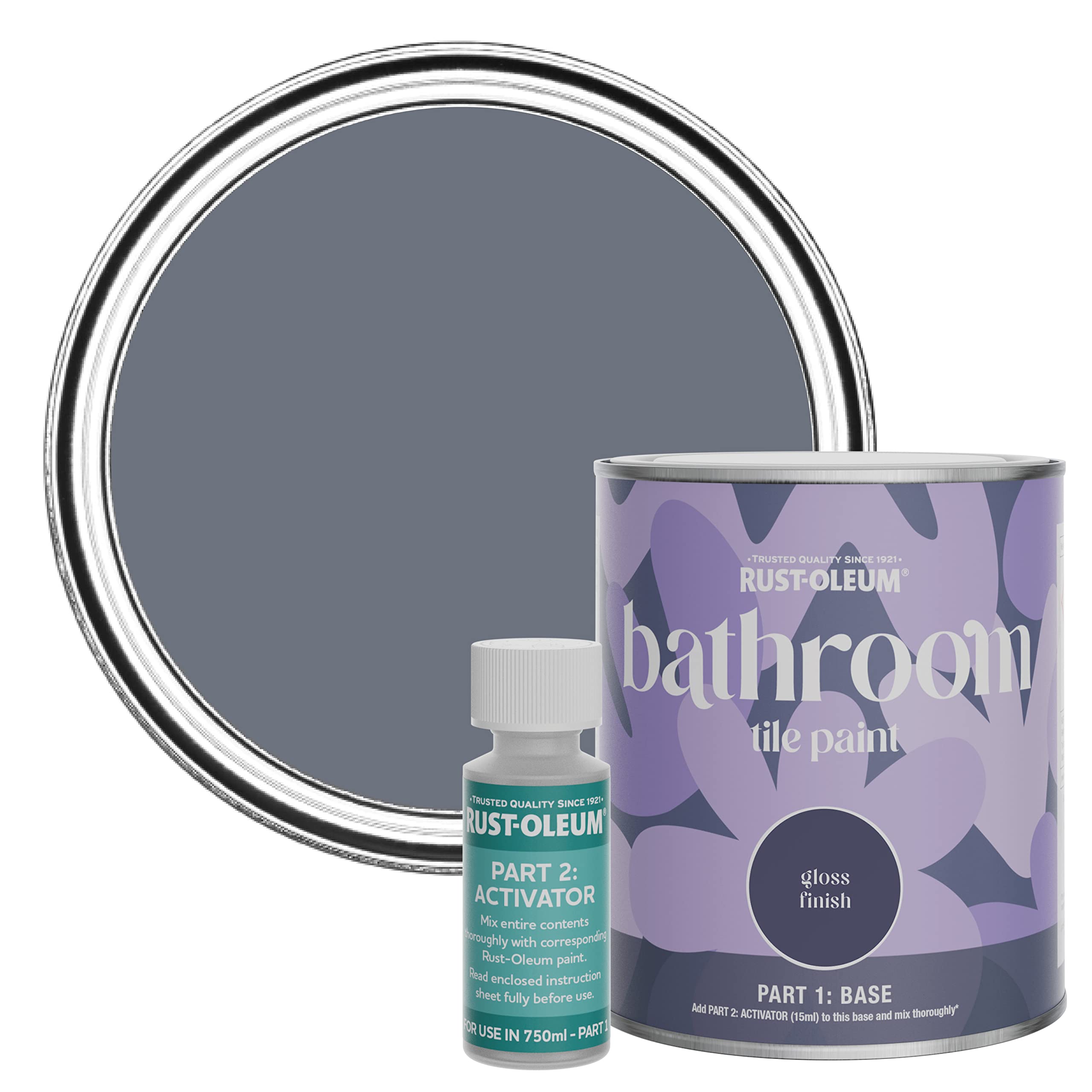 Rust-Oleum Marine Grey Grey Water-Resistant Bathroom Tile Paint In Gloss Finish - 750Ml