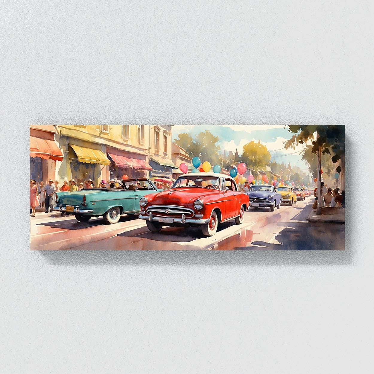 Sense Canvas Automotive Parade Nostalgia 33 Canvas Art - Home Decor Wall Art Print Poster Painting Large 40x16 / 0.75"