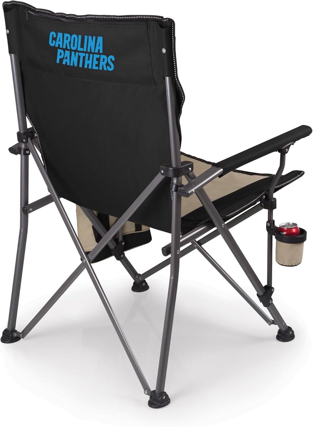 Picnic TIME NFL Carolina Panthers Big Bear XXL Camp Chair with Cooler, Heavy Duty Beach Chair, 500 lb Capacity Camping Chair with Carry Bag, (Black)