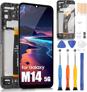 Original LCD Display für Galaxy M14 5G Bildschirm Ersatz für Samsung Galaxy M14 5G M146B SM-M146B LCD Bildschirm Touchscreen Digitizer Full Assembly mit Reparatur Kit (6,6", Schwarz mit Rahmen)