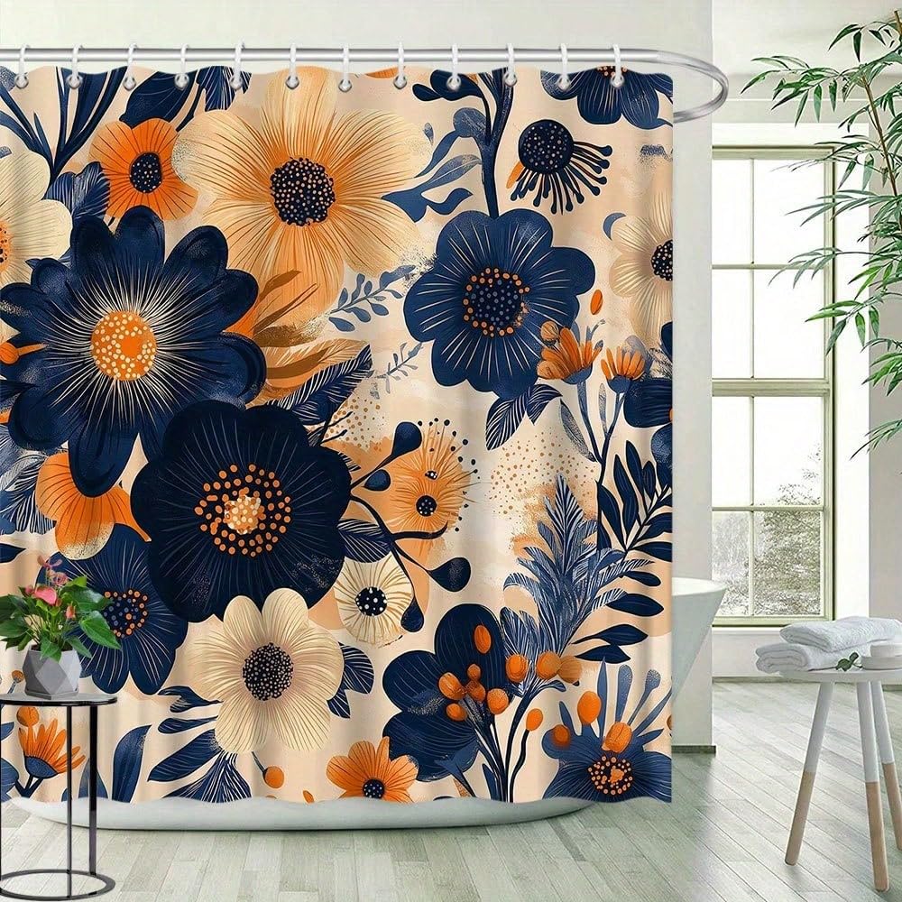 GLKSDLPO Floral Pattern Shower Curtain Made Of Polyester Fabric, Bathroom Decoration, 3D Digital Painting Wet Room Shower Curtains(300x200cm/118x79in(WxH)