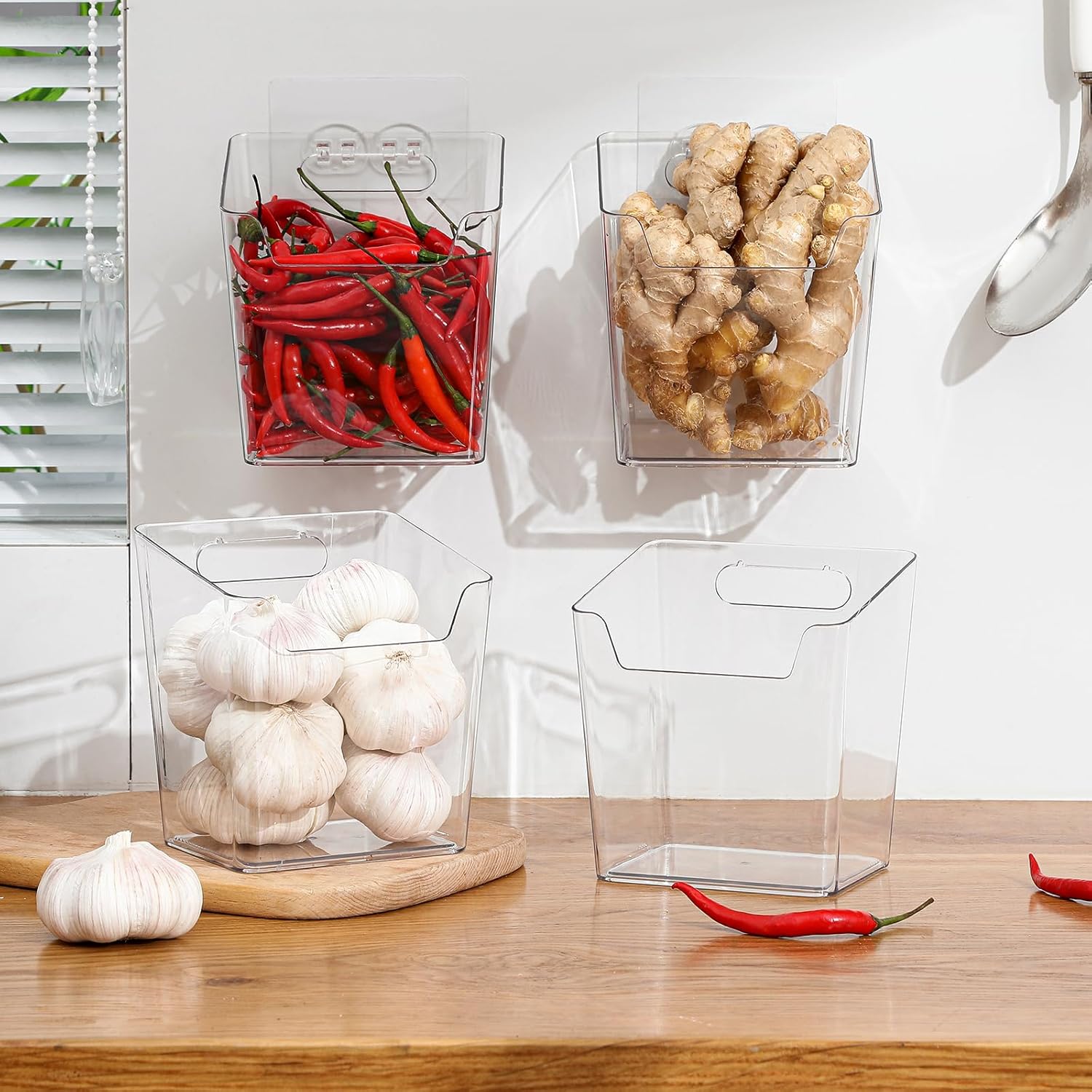 2-Pack Kitchen Cabinet Door Organizer Adhesive, Hanging Storage Bins, Stick on Small Wall Storage Container, Bathroom Floating Shelf Under Sink Caddy Spice Rack for Pantry Organizer, Office, Dorm - Image 2