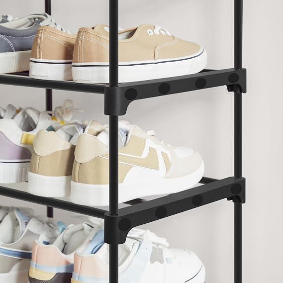 SONGMICS 10 Level Shoe Rack, Up to 50 Pairs Metal Shoe Storage, Shoe Organizer for Living Room, Hallway and Dressing Room, 92 x 30 x 194 cm, Black Lsa10Bk