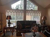 Vista 3 de Cortinas bohemias de macramé para ventanas, cenefa de macramé para dormitorio, sala de estar, decoración bohemia para colgar en la pared, 1 panel