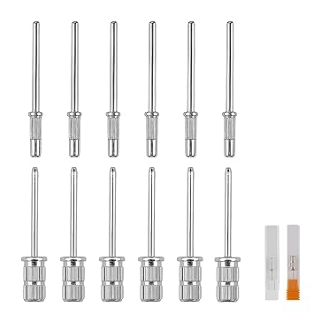 12 Pack Mandrel Nail Drill Bits, 3/32 Inch Shank Electric File Mandrel Bit Heads for Acrylic Nails, Manicure and Pedicure Drill Tools for Home Salon and Spa Nail Machines 3.1mm & 6mm