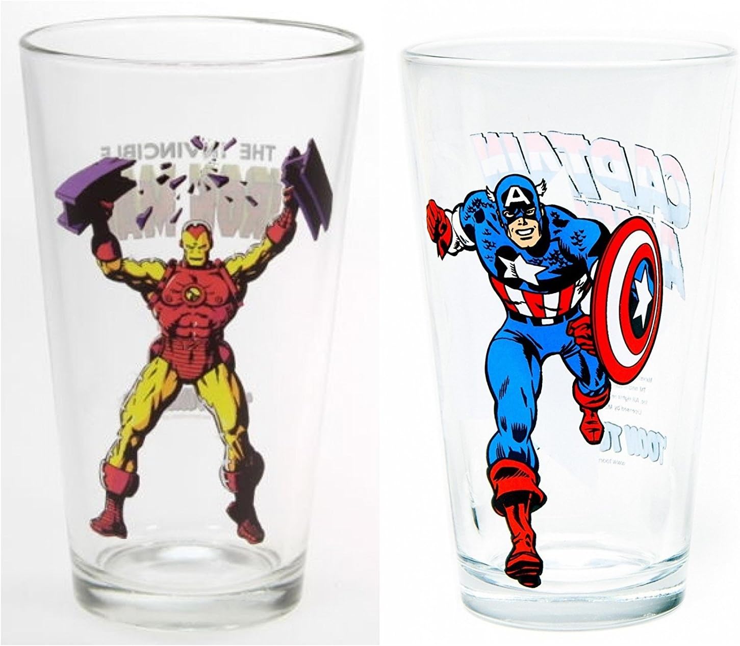 Marvel Comics"The Avengers" 16-oz. Pint Glass Set (Iron Man & Captain America)