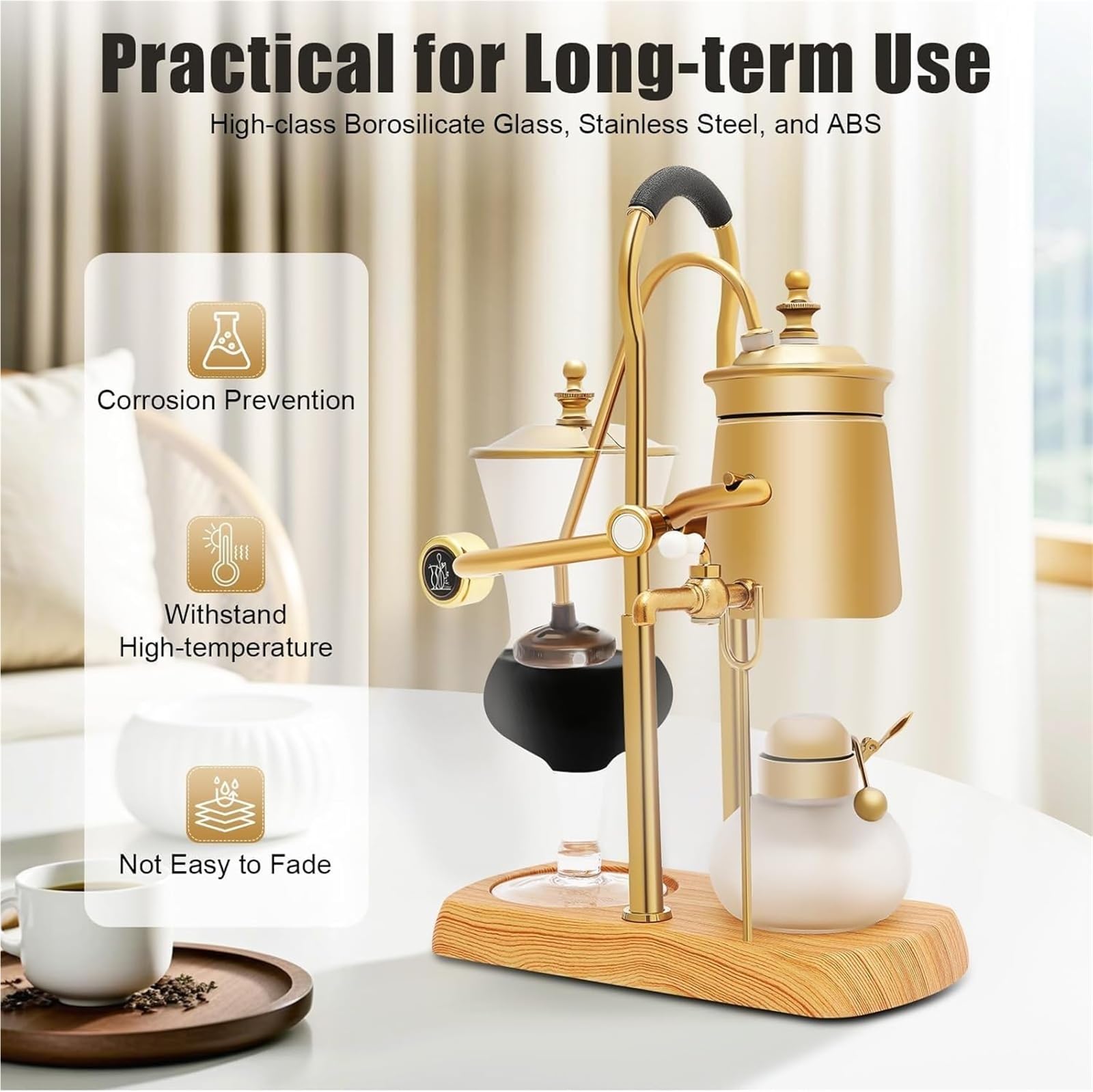 Cafetera de sifón belga, juego de cafetera de sifón de equilibrio de lujo