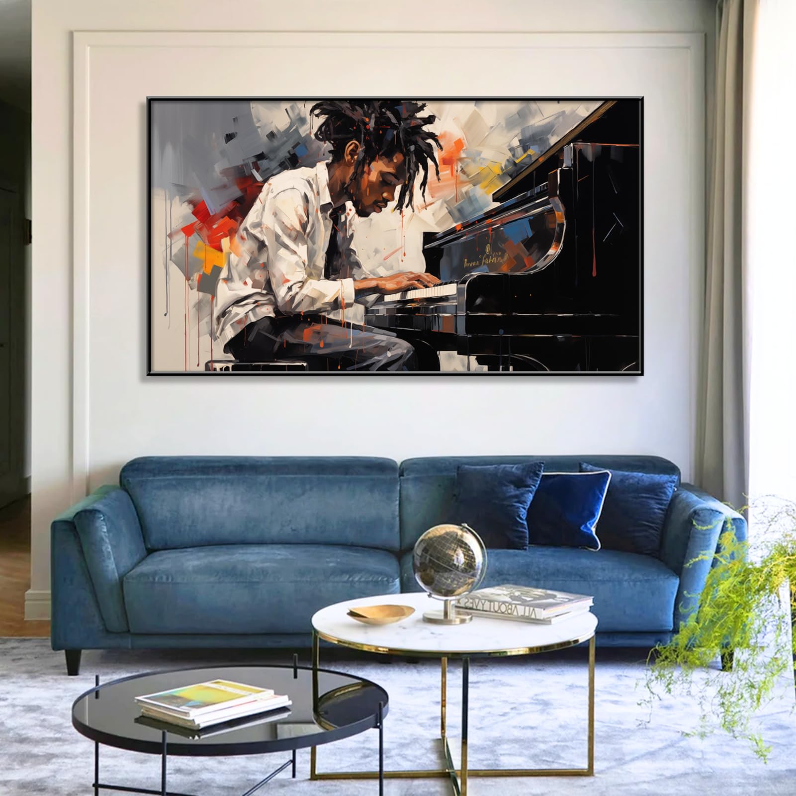 アート・デザイン・音楽 Black Male Amazon.com: Black Boy Musician Canvas Wall Art, Music Canvas Wall