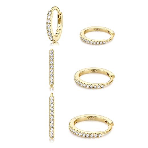 MOOSEA Moissanite Huggie Earrings set for Women, 925 Sterling Silver Lab Created Moissanite Earrings Hoop Earring for Women Men Valentines Gifts for Her