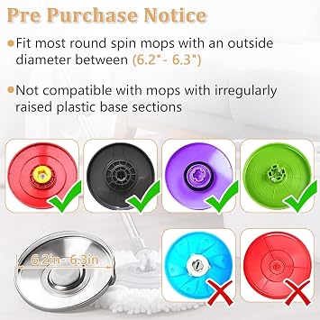 NICEMOVIC 6 Pack Spin Mop Replacement Head for 360 Spin Mop System, Standard Size Round Shape Spin Mop Replacement Head, Microfiber Refills Machine Washable and Easy Cleaning