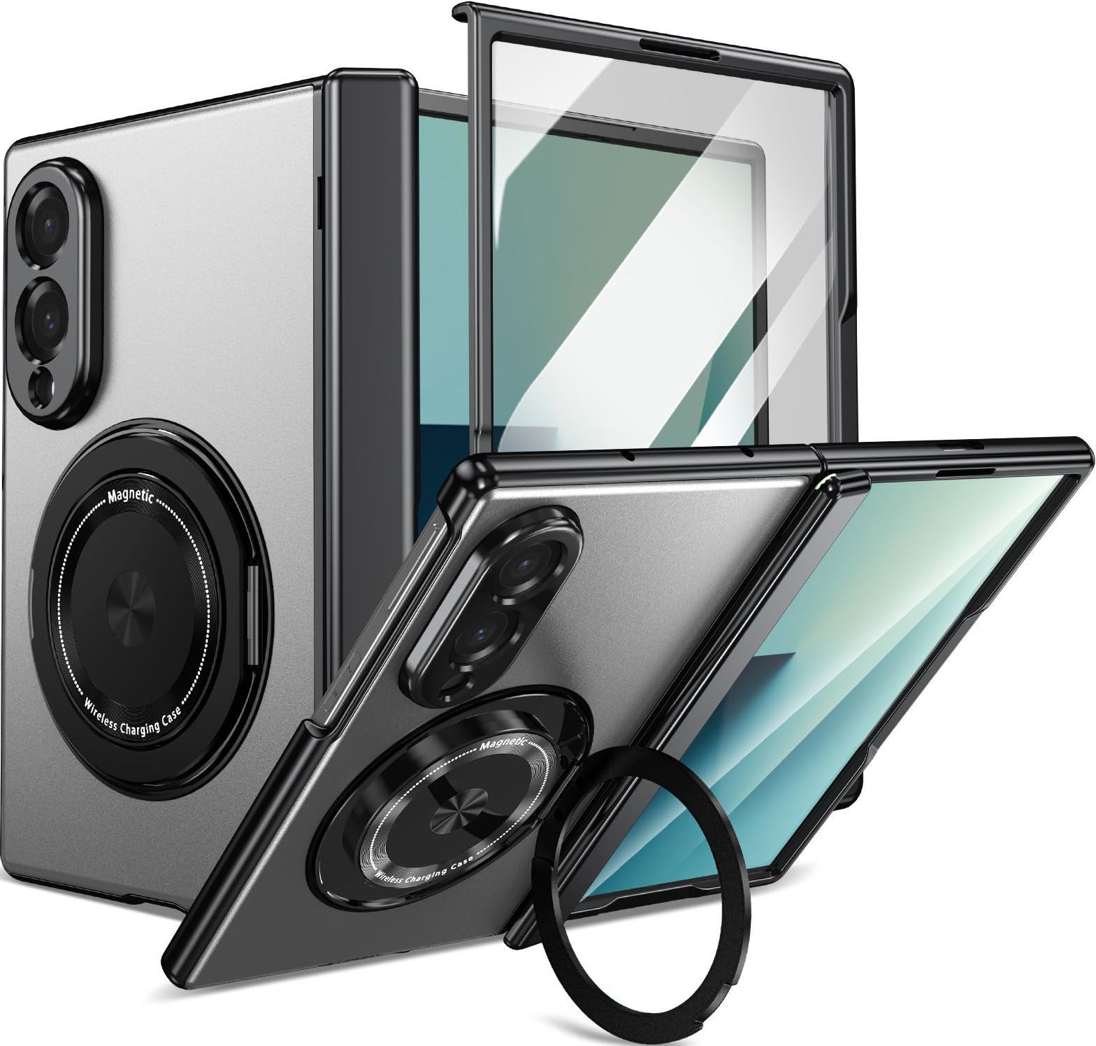 Custodia per Samsung Galaxy Z Fold8, Custodia per Cellulare, Cover per Telefono in Metallo per Samsung Z Fold 8, Supporto Rotativo Magnetico, Coperchio Cerniera
