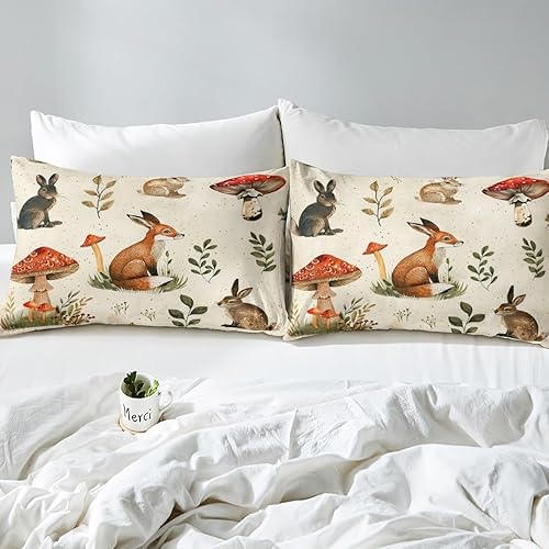 Miniatura 99 de Juego de funda de edredón de 3 piezas, diseño de hongos, diseño de hojas botánicas de acuarela y fresa, para niños, adolescentes, adultos, libélula