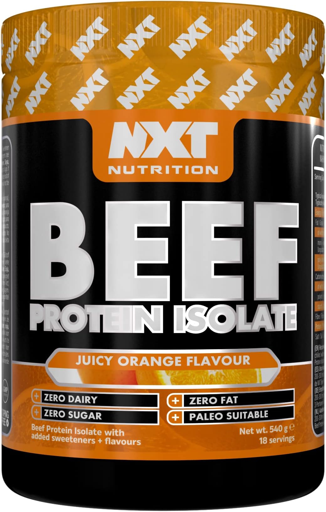 NXT Beef Protein Isolate 540g - High Protein Powder in Natural Amino Acids - Paleo, Keto Friendly - Dairy and Gluten Free | 540g (Orange)