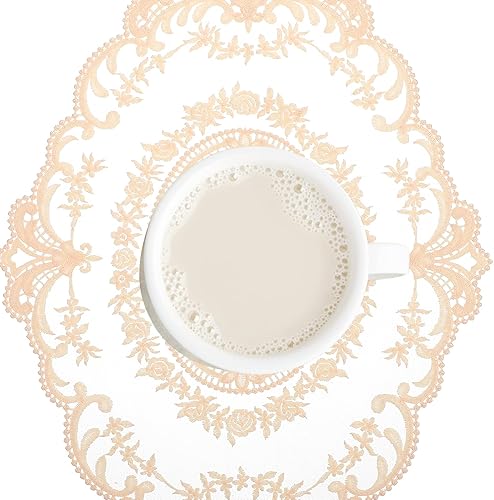 Miniatura 5 de Juego de 2 manteles individuales de encaje bordados de seda de leche, manteles individuales para mesa de boda, cumpleaños, cena, fiesta, decoración