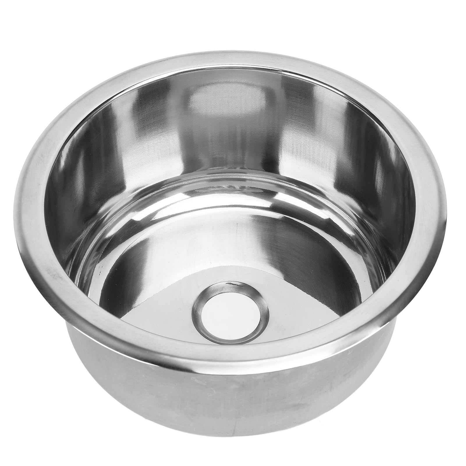 Jelquix #611 9 Inch Rv Round Sink, 5L Capacity 304 Stainless Steel Wash Basin Flush Mounted With 40Mm 1.57In Drain For Yachts Boats And Kitchen 225X120mm