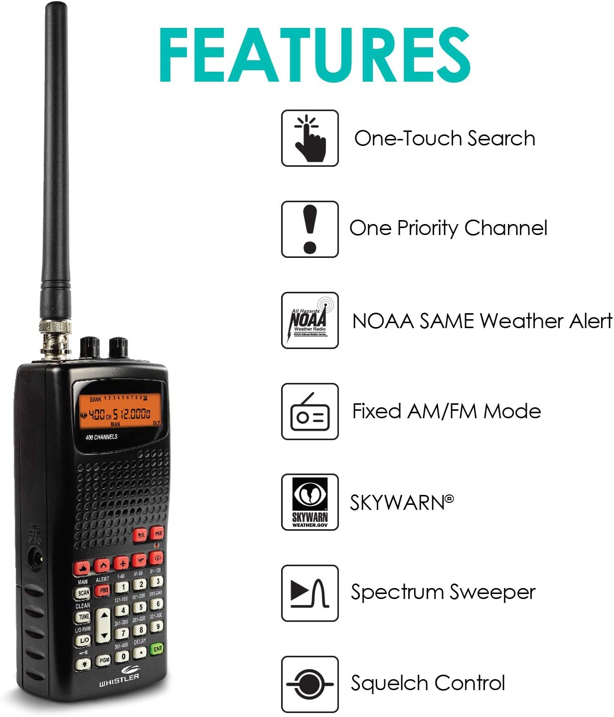 Whistler WS1010 Scanner Features