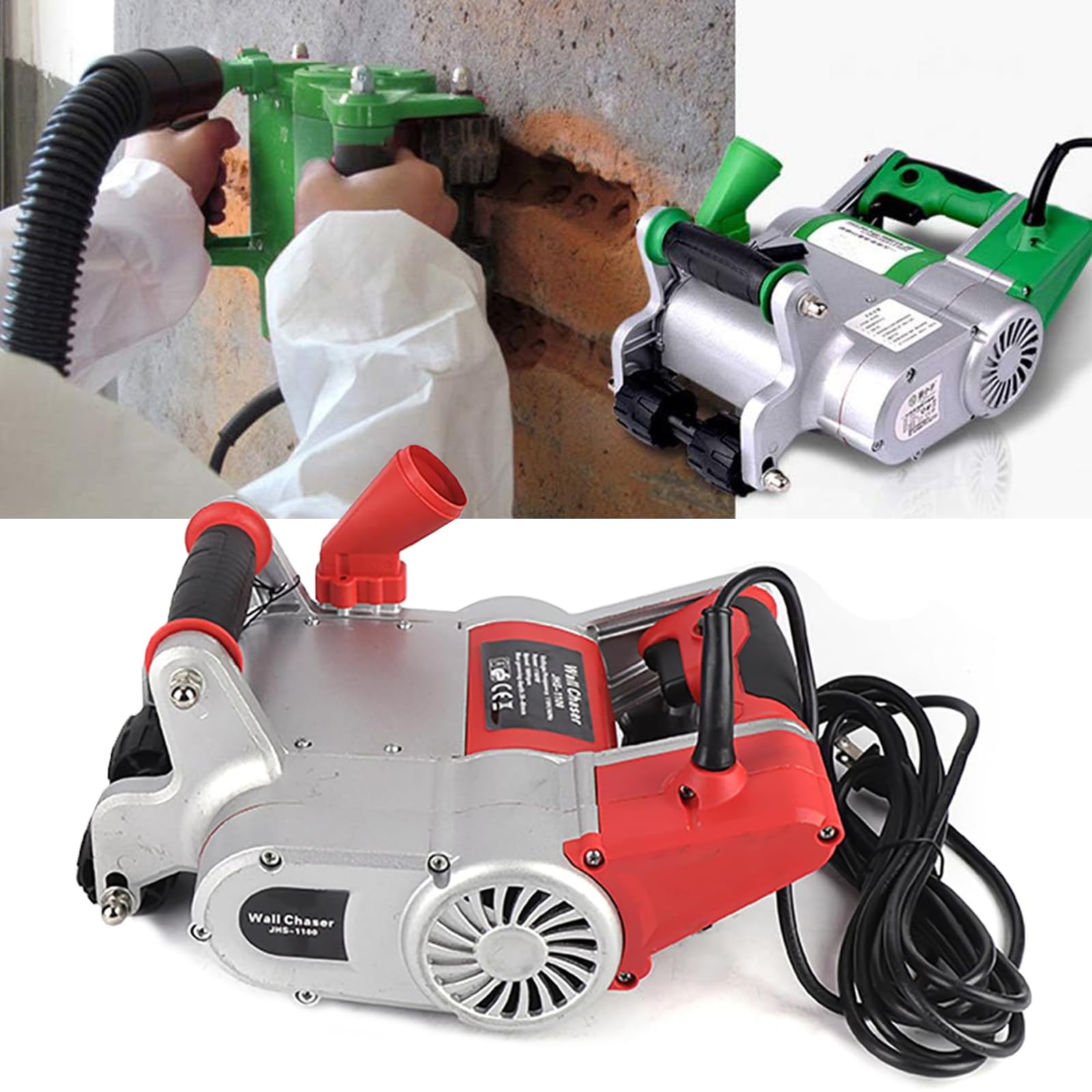 Máquina ranuradora de pared eléctrica, profesional sin escobillas con asas antideslizantes, rodillos resistentes al desgaste para hormigón, ranuras de ladrillo