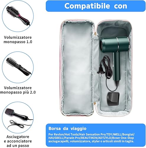 Miniatura 3 de Bolsa de viaje para herramientas para el cabello con almohadilla resistente al calor, funda de transporte de viaje de doble capa para alisador,