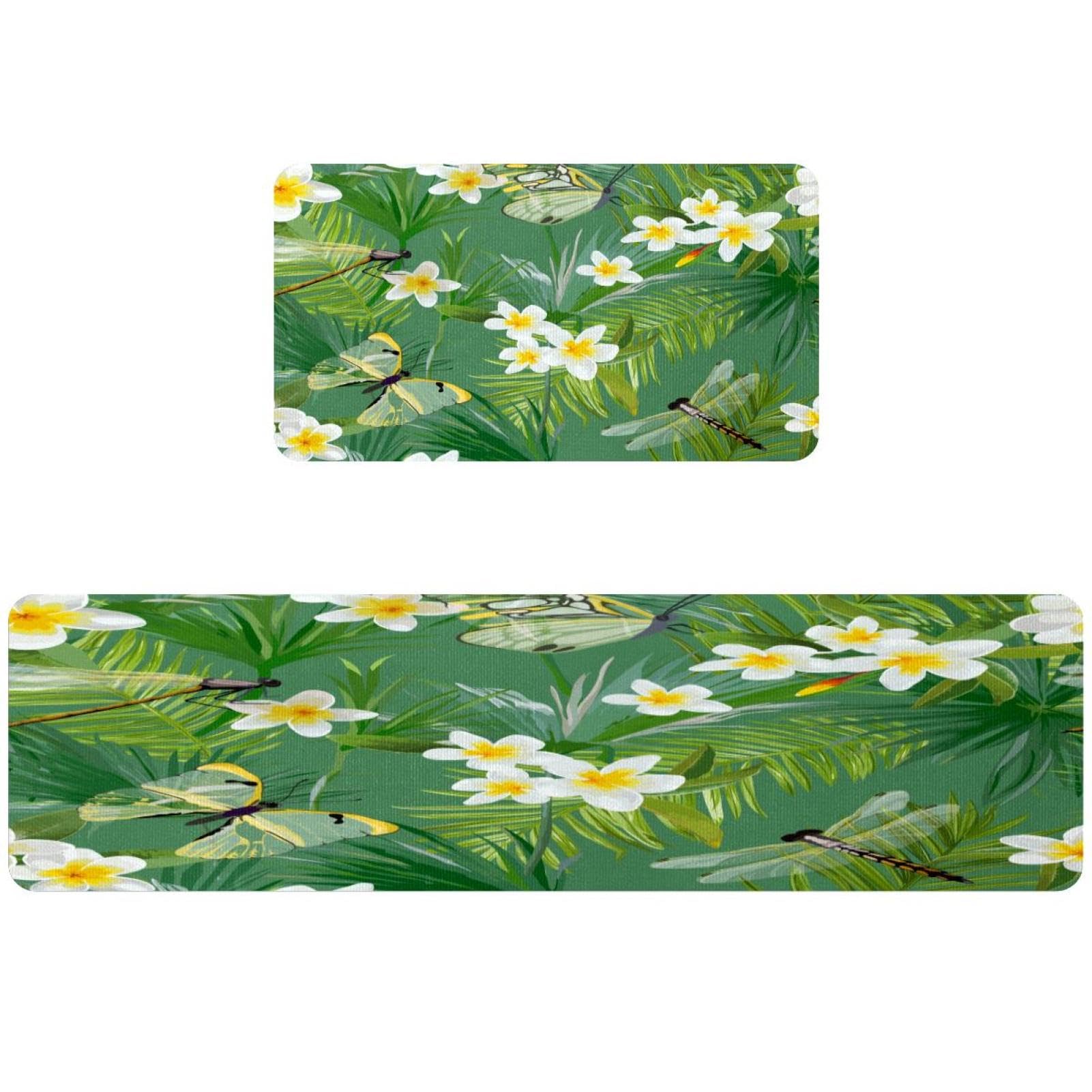 Tapis de cuisine lavables et antidérapants lot de 2 protection sol fleurs