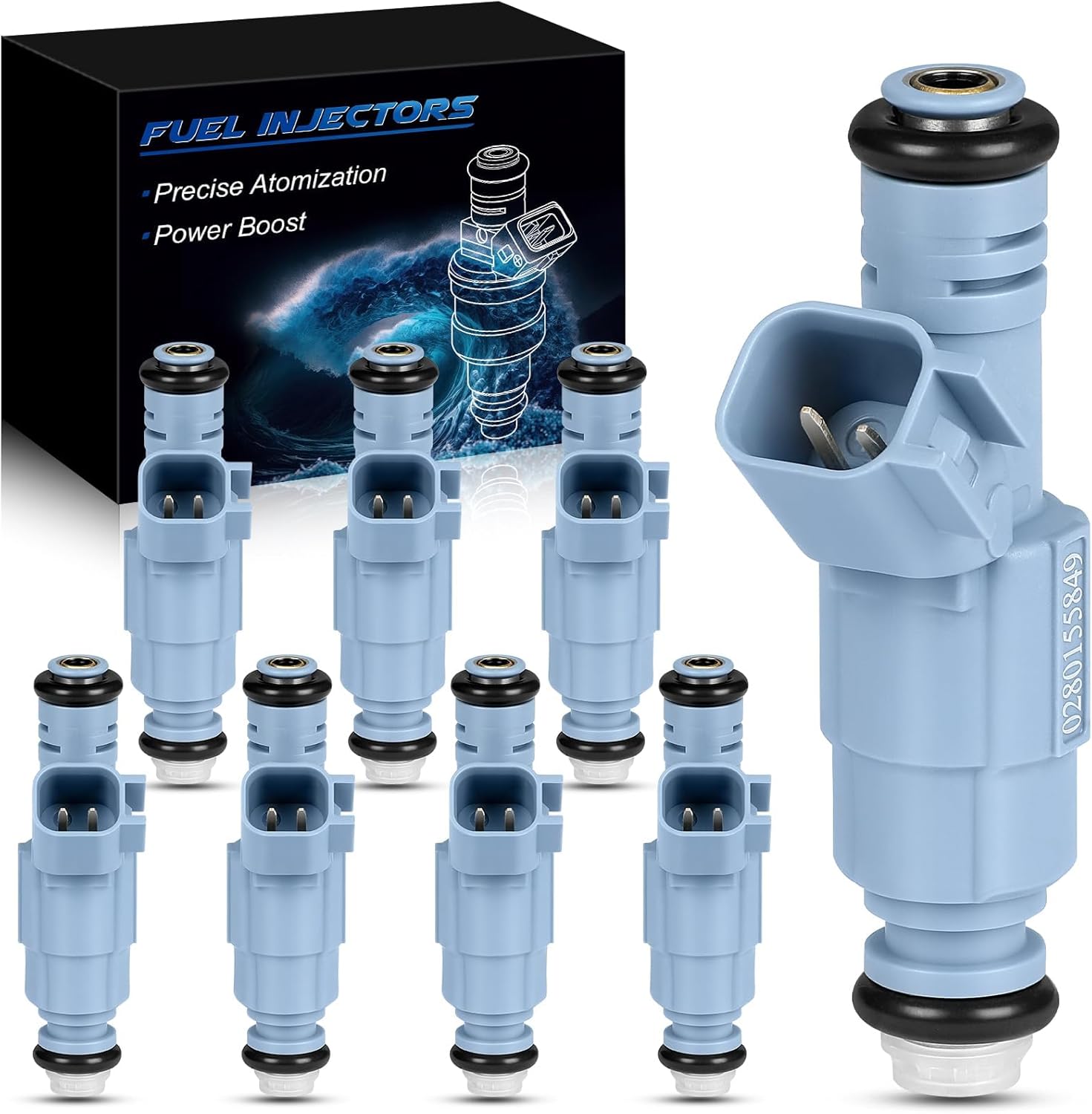 4.7L V8 Fuel Injectors for For:-Jeep Grand Cherokee 2001 2002 2003 2004 2005 2006 2007, For:-Dodge Dakota Durango, For:-Mitsubishi Raider For:-Chrysler Aspen, OE# 0280155849 (8 Pack)