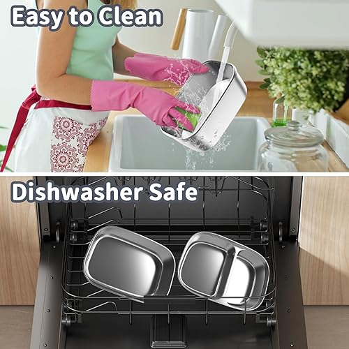 Miniatura 8 de Fiambrera eléctrica con calefacción para adultos con 2 contenedores de 1.8 L, interruptor de encendido y apagado y doble capa de 0.6 L, portátil de