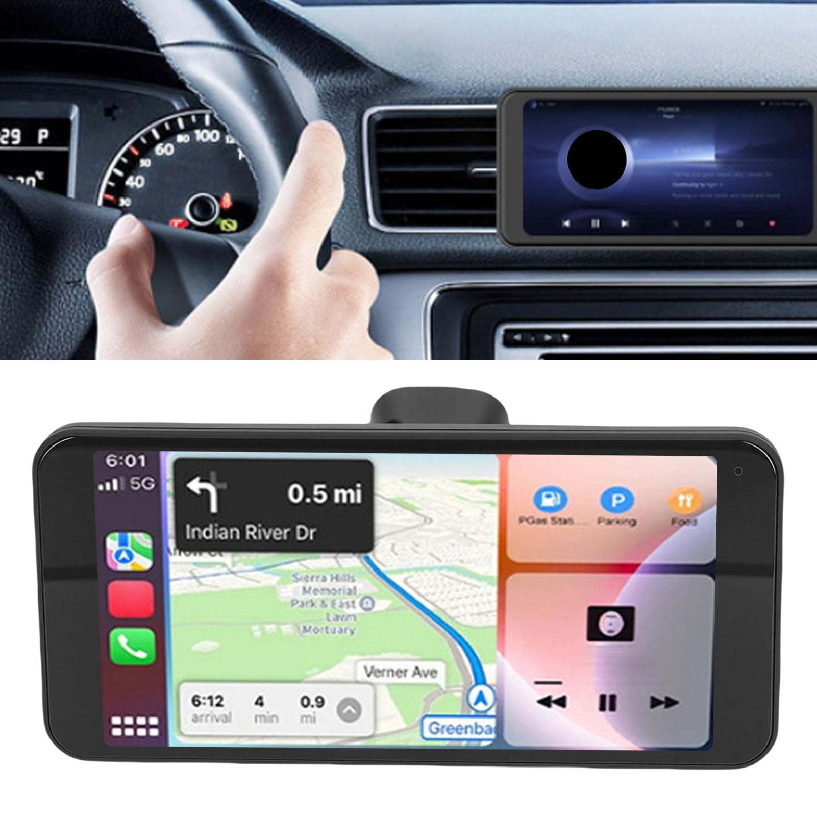 Fydun Wireless CarPlay Auto Hicar Autoradio Touch Screen da 6,5 pollici Display per Auto Portatile con Trasmettitore FM Bluetooth AUX Mirroring WiFi per Tutti i Veicoli Camion SUV
