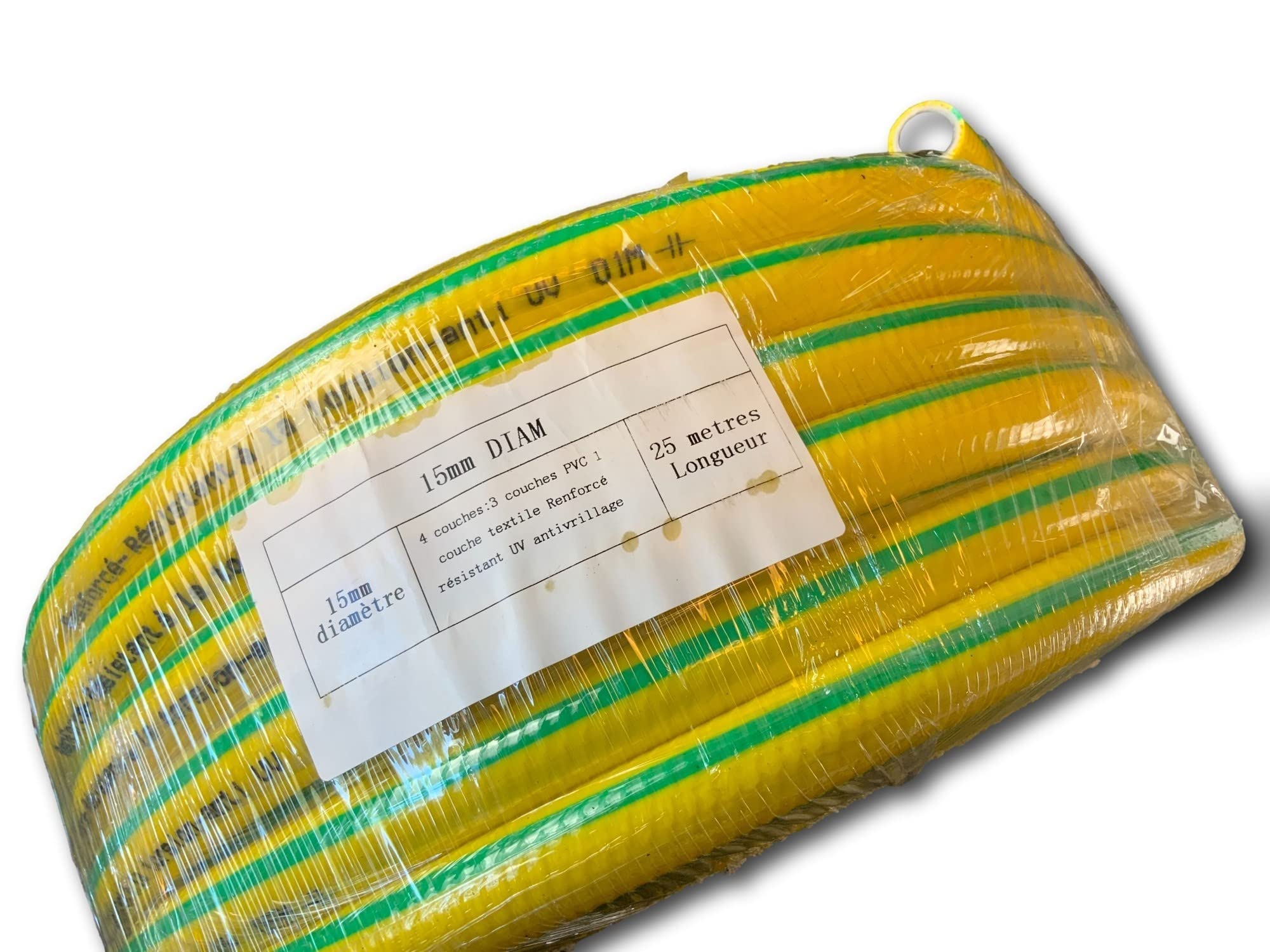 Kibros Tuyau arrosage anti-UV 4 couches Ø 15 mm 25 m | 4 couches 3 PVC + 1 fibre textile, Ø 15 mm, 200g/m, résiste UV températures, souple résistant, sans kit douchette.