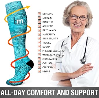 6 Pack Copper Compression Socks for Women and Men Circulation-Best Support for Medical,Running,Nursing,Athletic