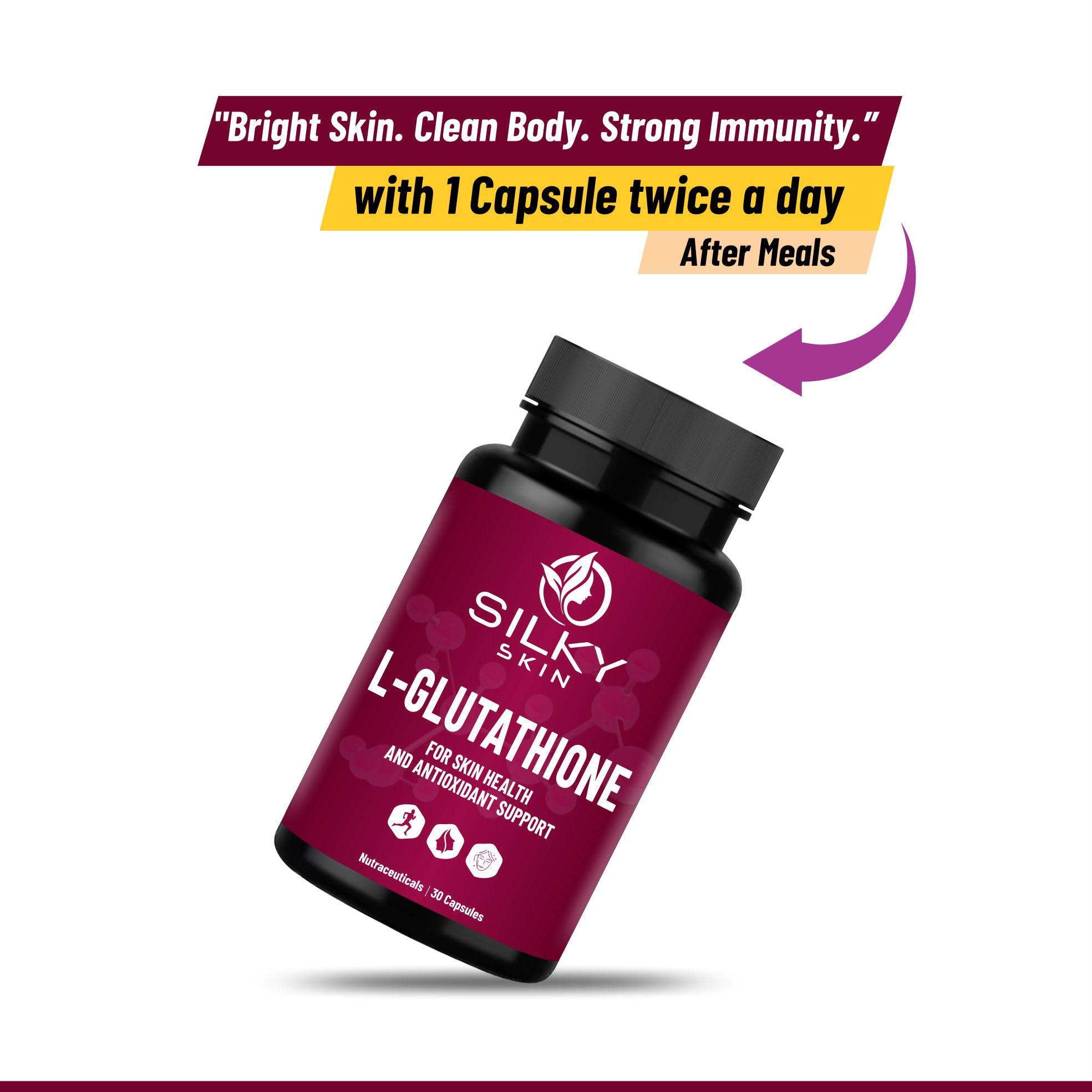 is glutathione the strongest antioxidant in the body Silky Skin L-Glutathione 500mg – Antioxidant Support for Skin Health &  Wellness – 60 Veg Capsules : Amazon.in: Health & Personal Care