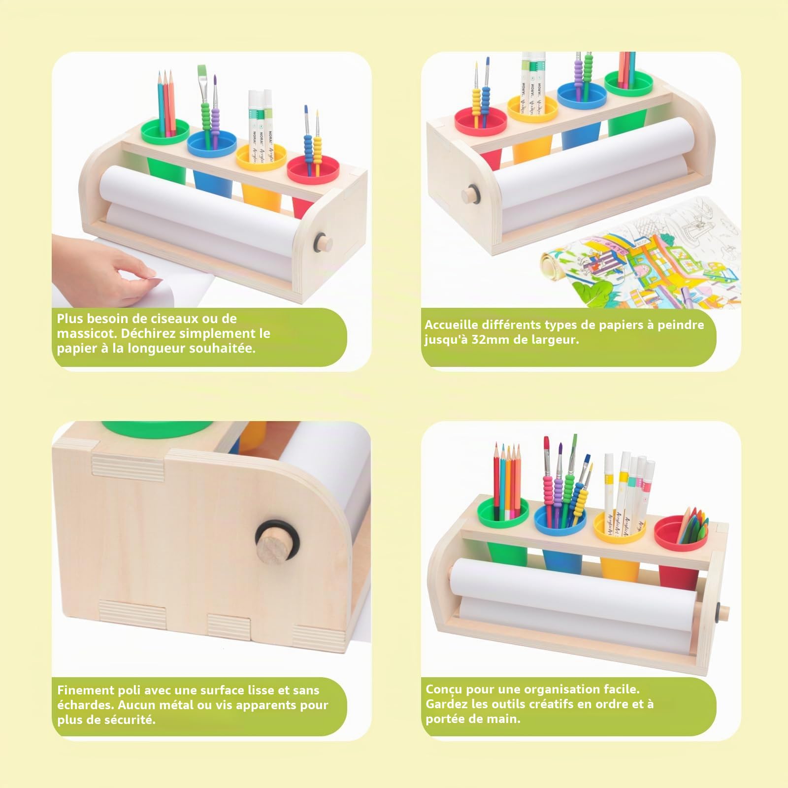 Chevalet d'art pour Enfants,Rouleau de Papier pour Enfants Pinceau de Peinture pour Enfants, Table d'art pour Enfants Rouleau de Papier pour Enfants Set Premium (Violet)
