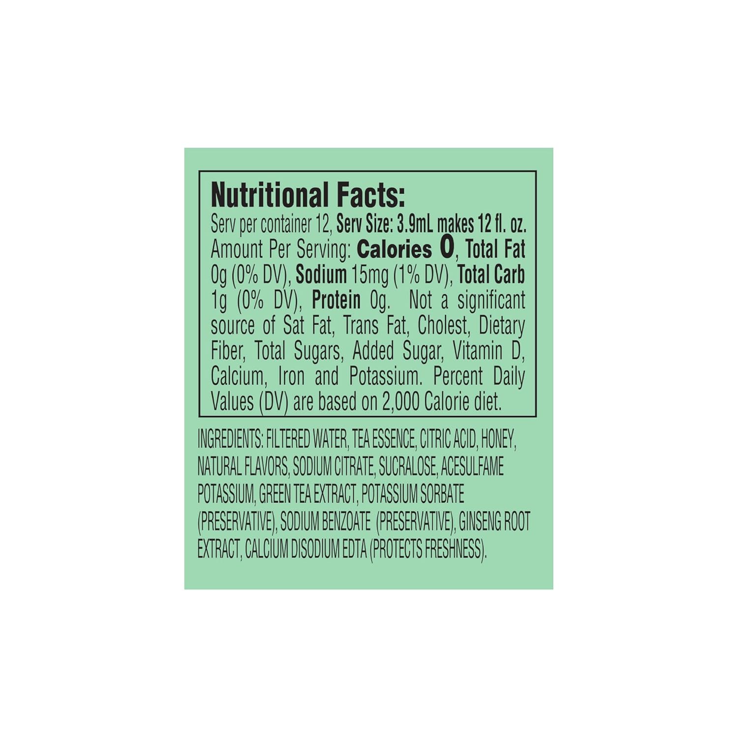 AriZona Green Tea with Ginseng and Honey - On-the-Go Water Enhancer, 1.62 fl oz Bottle (Pack of 12)