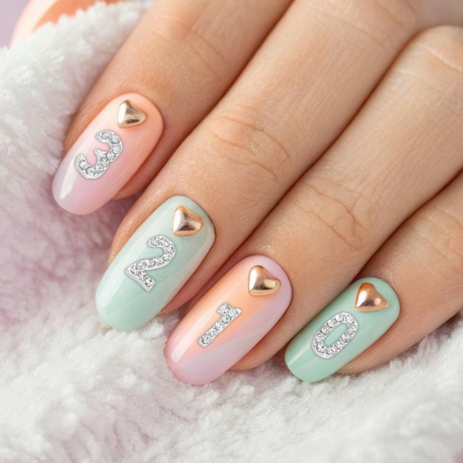 100pezzi Ciondoli Numerici Per Unghie Strass Accessori Per Nail Art Decorazioni Numeri Per Manicure Di Gioielli Retro Piatto