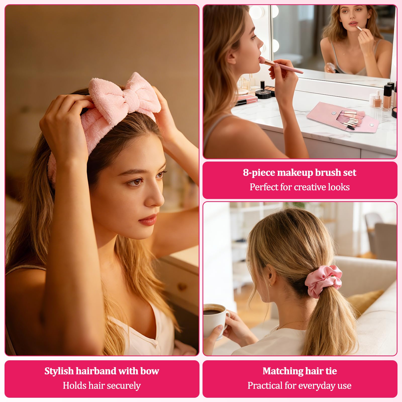 Regali per ragazze adolescenti 9 10 11 12 13 14 15 anni, regali di compleanno e Natale per ragazze e donne, bicchiere con cannuccia, pennello per trucco, borsa per cosmetici, bracciale, calze e fascia