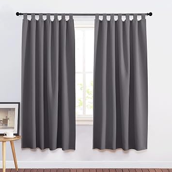 PONY DANCE Blackout Tab-Top Curtains Set of 2 – Curtains Grey H 175 x W 140 [Energy Class A+]