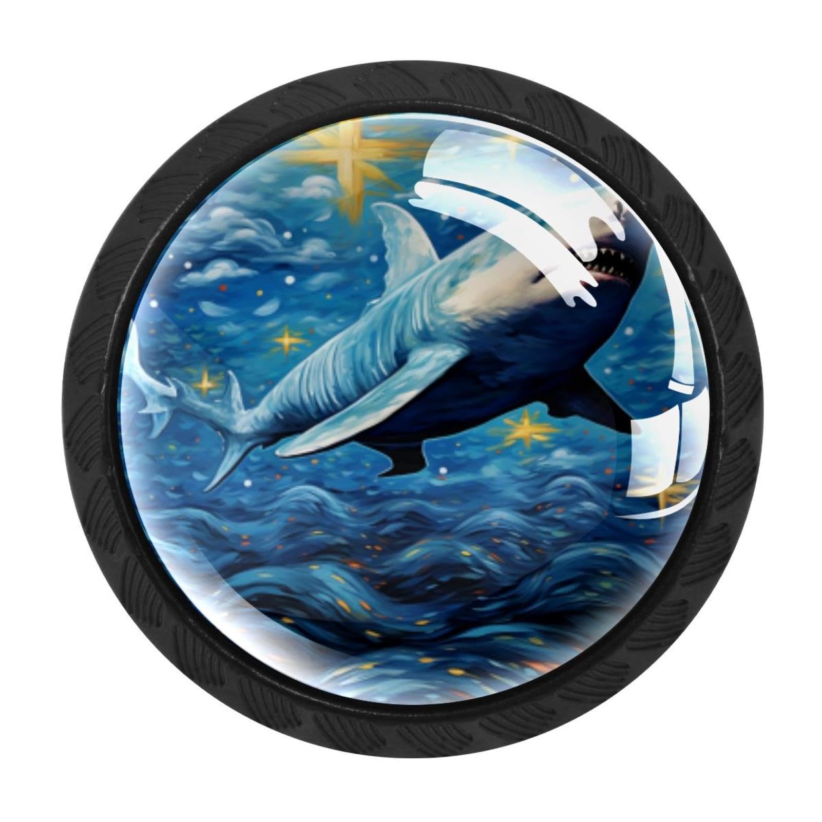 CHENZZZZ Starry Sky Shark Drawer Knobs Pull Handle Crystal Glass Circle Shape Cabinet Drawer Pulls Cupboard Knobs with Screws for Kitchen Cupboard Dresser Wardrobe etc