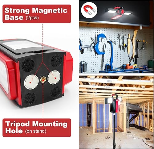 Miniatura 4 de SYLSTAR Luz de trabajo recargable, luces de trabajo LED de 3000 lúmenes con imanes, luz de inundación LED multifuncional impermeable y portátil con