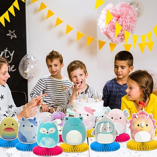 Miniatura 6 de 9 piezas de juguetes lindos suministros para fiesta de cumpleaños, juguetes temáticos de panal de abeja, decoración 3D de doble cara para tartas,