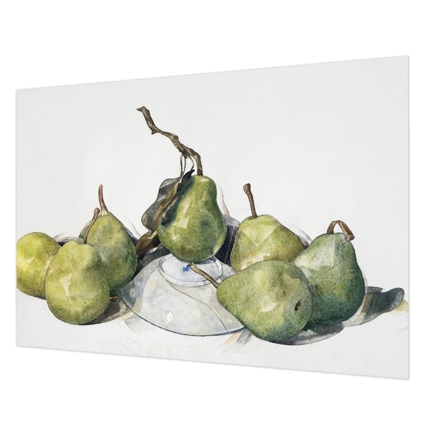 Papier peint lavable motif poires aquarelle avec colle incluse Tulup