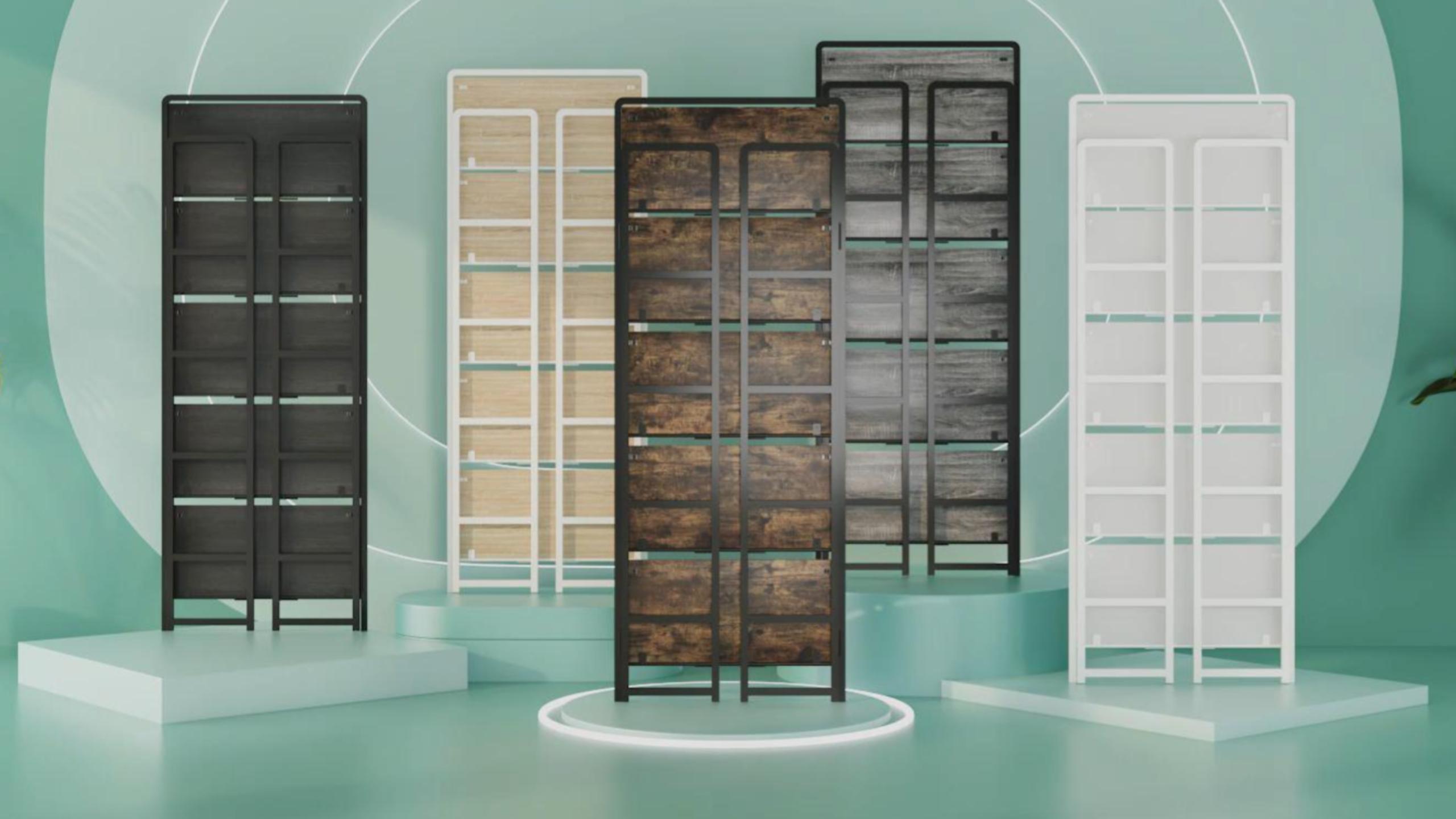 4NM 5-Tier Folding Bookshelf - Extra Wide, No Assembly, Industrial Style, For Living Room, Bedroom, Office 4 thumbnail image