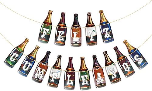 Miniatura 1 de Cartel de Feliz Cumpleanos con forma de botella, decoraciones de fiesta de cumpleaños españolas, decoración de fiesta de cumpleaños temática