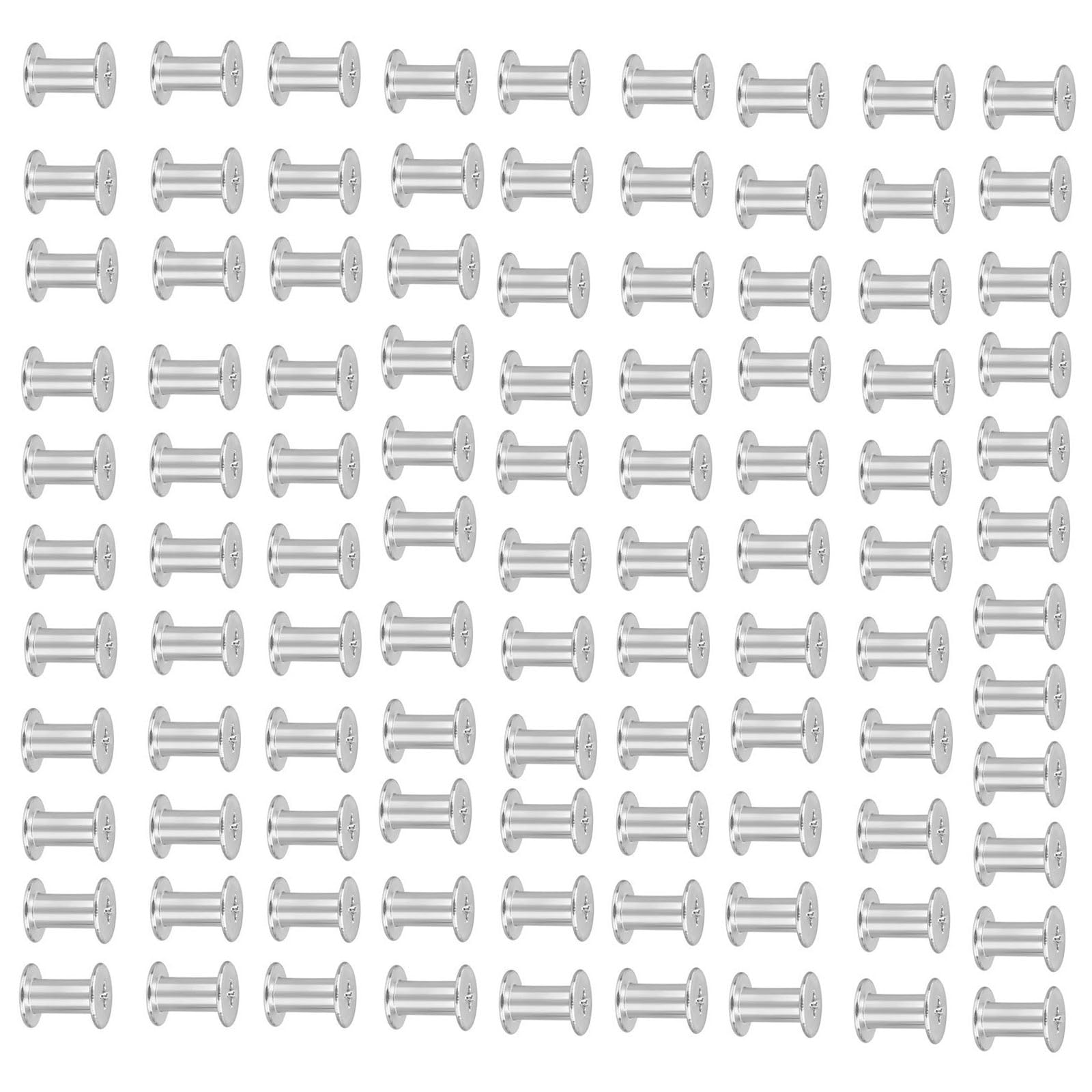 Elnwnnkc 100Pieces Metal Binding Rivets Nut Flat Thread Rivets Nutserts for Paper Document Organizing Supplies Binding Screws for Folders