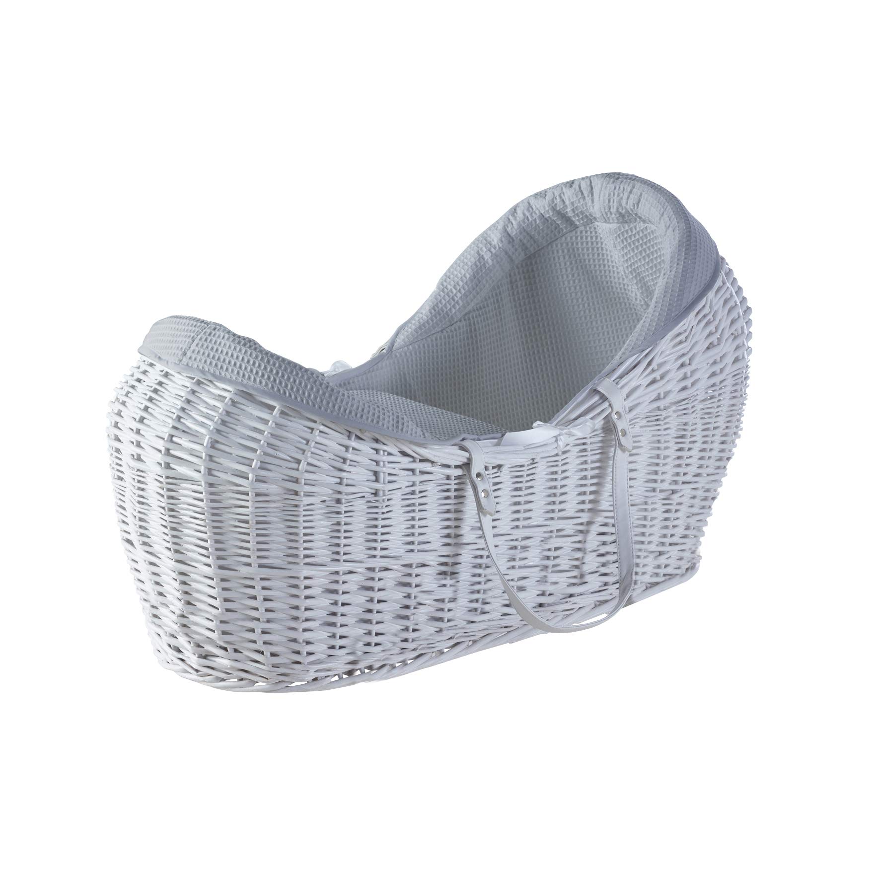 Kinder Valley Grey Waffle White Wicker Noah Pod Moses Basket with