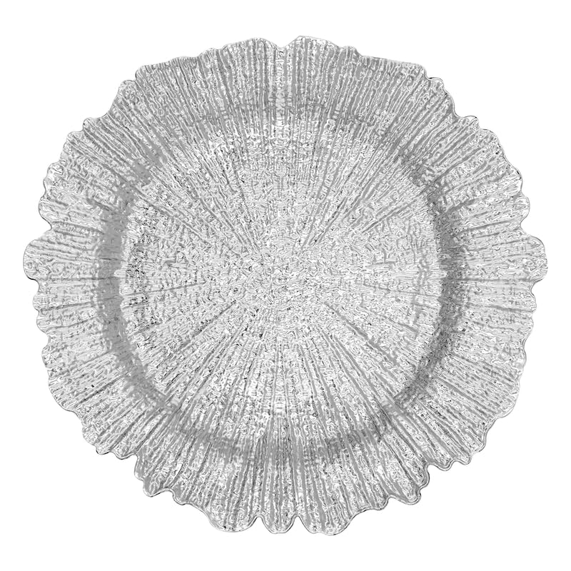 El Mejor Listado de Platos de melamina los 5 más buscados. 41 Juego de 12 Bajo Platos de Carga en Color Plata Plateado Estilo Coral Reutilizables y Resistentes de Melamina y de 33cm de diámetro | Elegante Juego Premium de Platos de carga