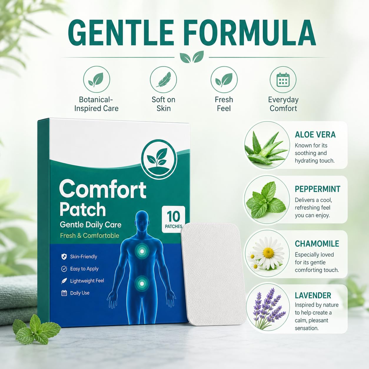 Botaniczne codzienne wygodne łatki, 40 pasków/4 pudełka