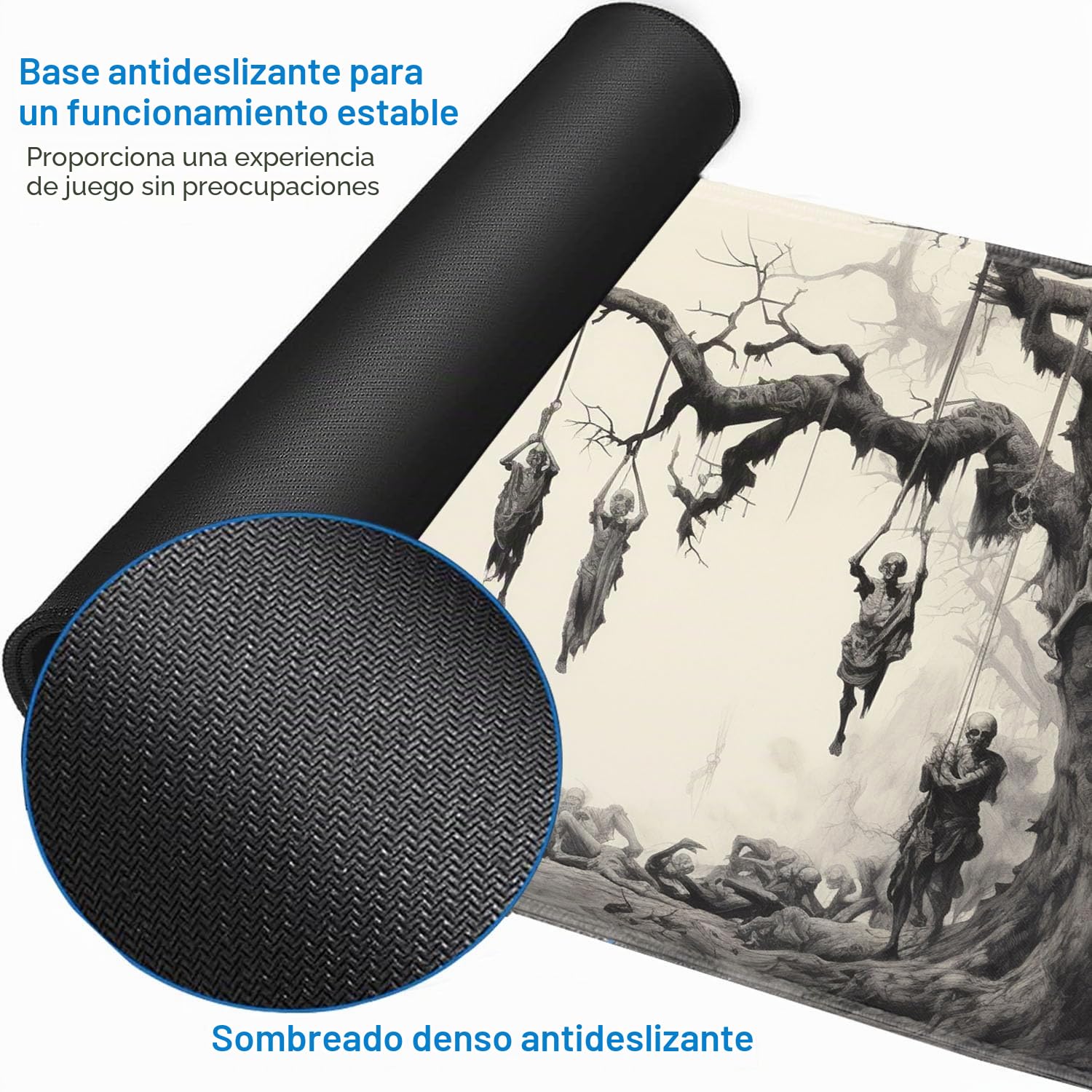 MTG - Tapete de juego + bolsa de viaje con cordón + 6 contadores de dados, para juegos de cartas coleccionables de mesa o alfombrilla de mouse grande, goma antideslizante de 24 x 14 pulgadas, árbol de