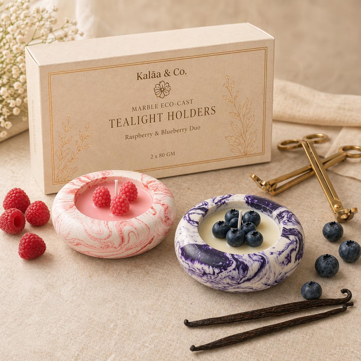 Berry Bliss Scented Tealight Candle Set of 2 EcoCast Marble Holder Sweet Berry Fragrance Multicolor (Pink Purple) Long Lasting Aromatherapy Home Decor-image-35