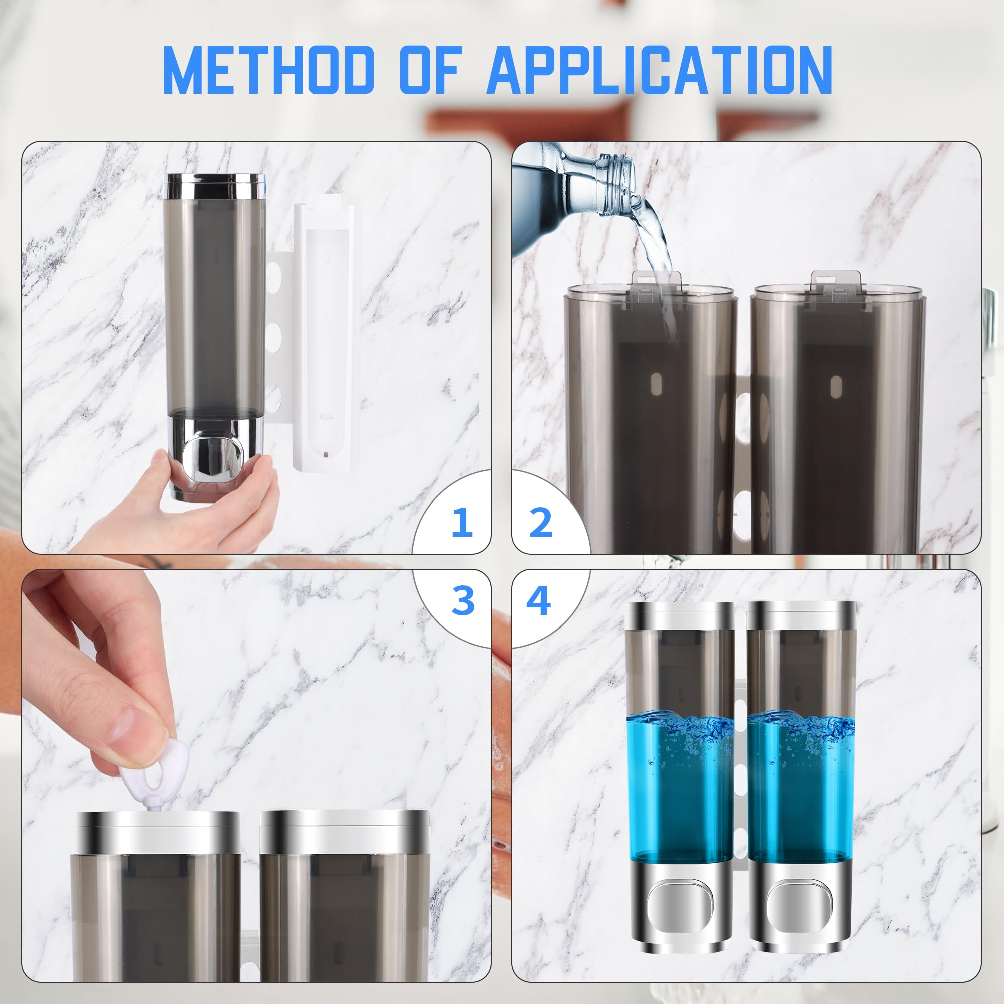 Dispenser Sapone Manuale Da Parete 200ml - 2 Pezzi, Argento, Per Doccia E Bagno - Foto 10