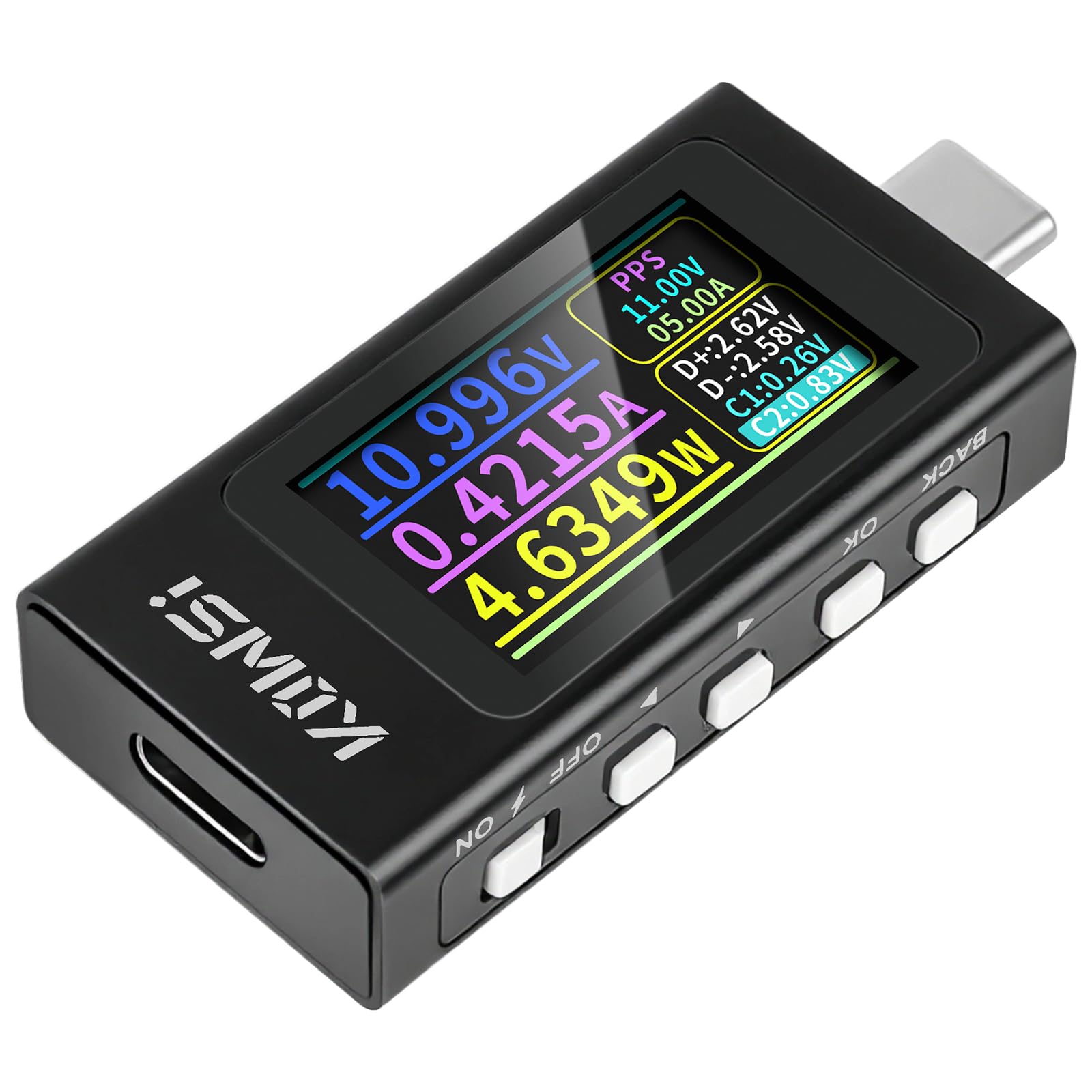 Amazon.co.jp: 電流 電圧チェッカー、USB C パワーメーター 3-36V 0