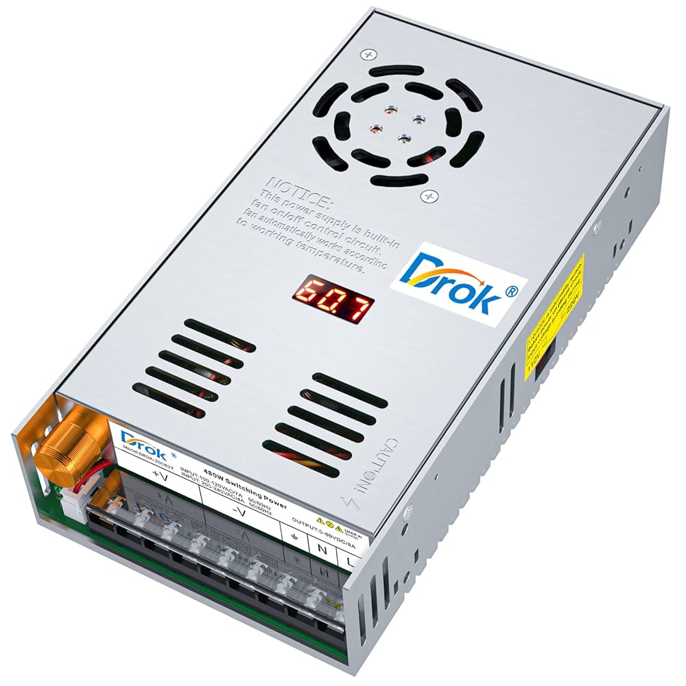 よよさん専用 Amazon.co.jp: DROK スイッチング電源 AC 110/220V→DC 0-60V 8A