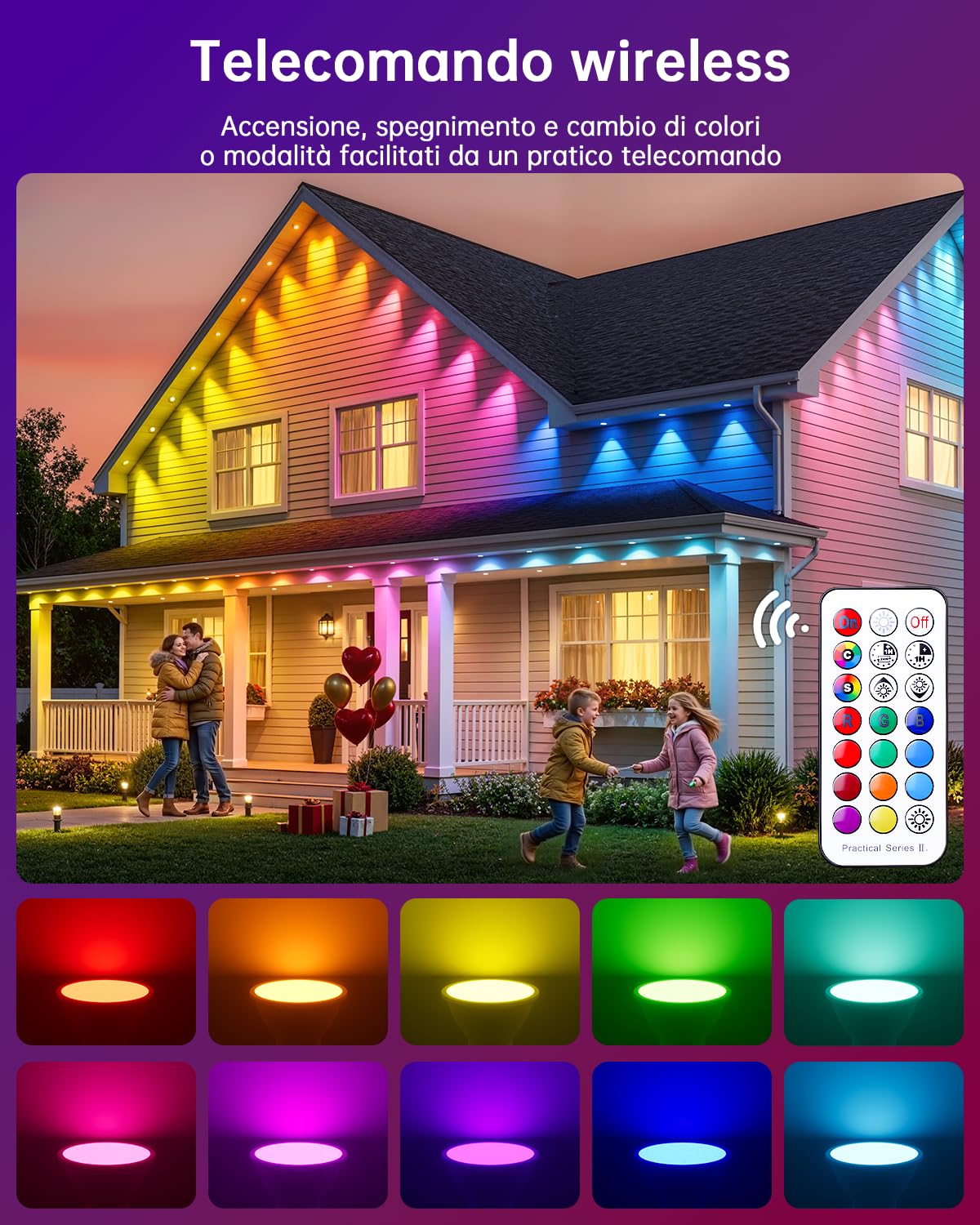 YAYZA! 8 Confezione Lampadina GU10 LED Calda, Dimmerabile 5W RGB 3000K Faretti, Lampadina Cambia Colore con Telecomando，Equivalente a 50W,12 Colori 5 Modalità, per Camere da Letto, Feste Faretto